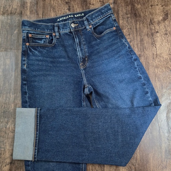 American Eagle Outfitters Denim - AMERICAN EAGLE Jeans Women 6 Dark Blue Super High-Rise Straight Stretch Denim